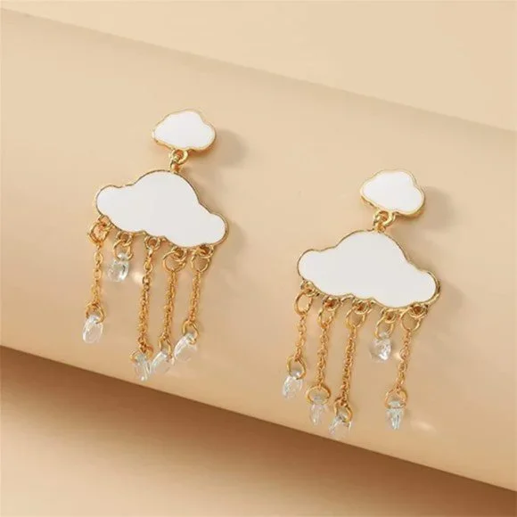 Cloud Drop Gold Earrings - Picture 7 of 7